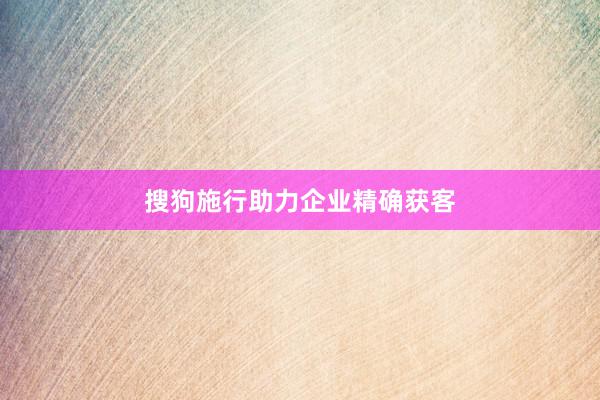 搜狗施行助力企业精确获客