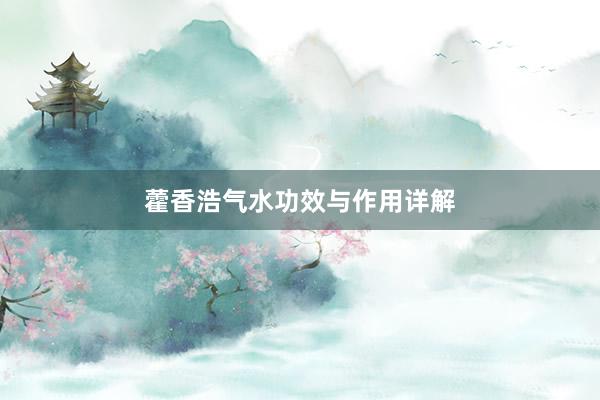 藿香浩气水功效与作用详解